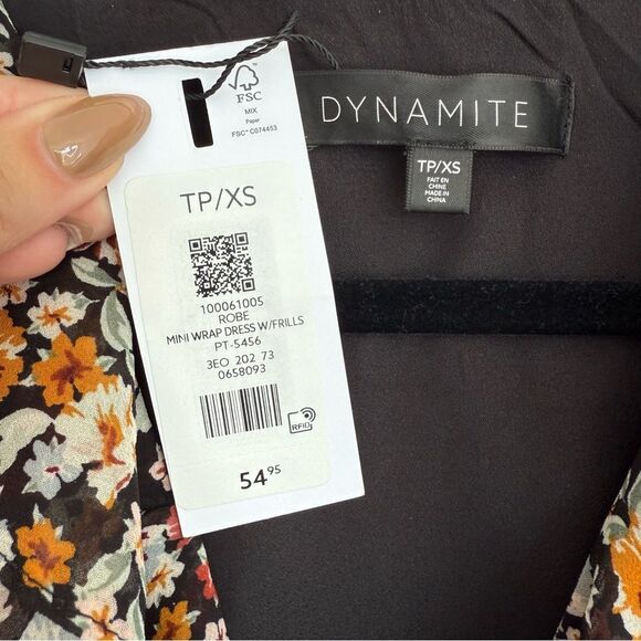 DYNAMITE | Mini Wrap Dress with Frills - Picture 5 of 16